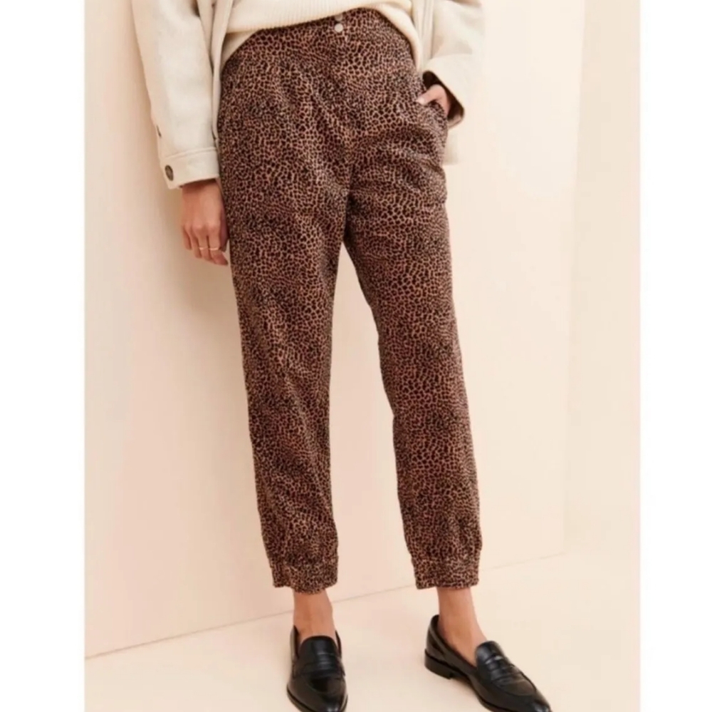 Anthropologie Kalea Animal Print Corduroy Jogger Trousers